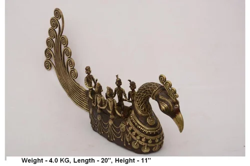 Bastar Arts Dhokra Brass Peacock Boat