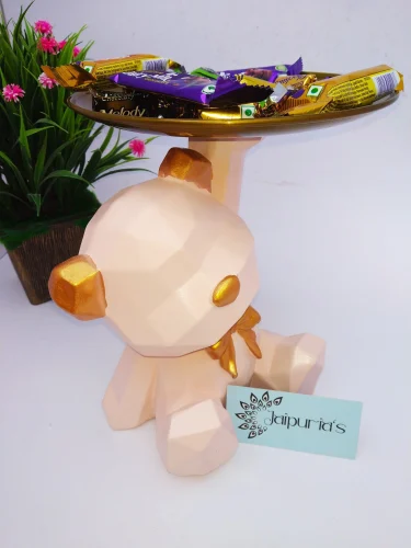 Resin Bear Plate Holder Home Decor