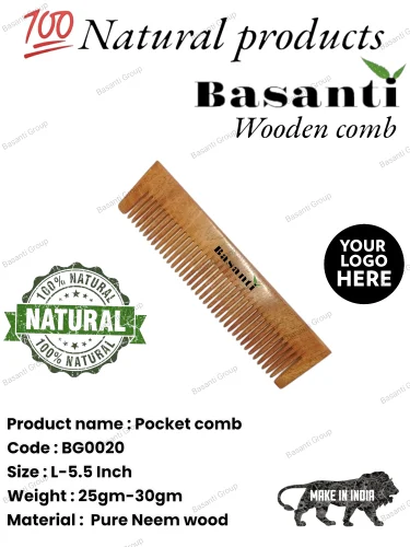 Neem Wood Pocket Comb Wooden Combs For Hotels
