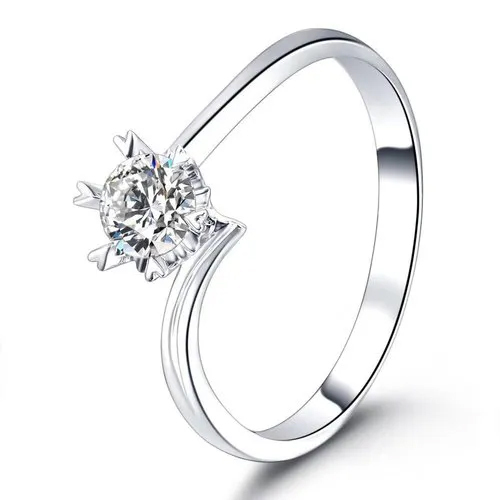 Ladies Engagement Diamond Ring - White Gold, Regular Size, Polished Finish