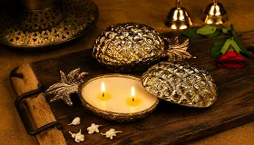 Golden Pineapple Candle Holder