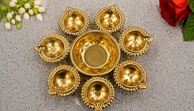 Golden Festival Diya Platter