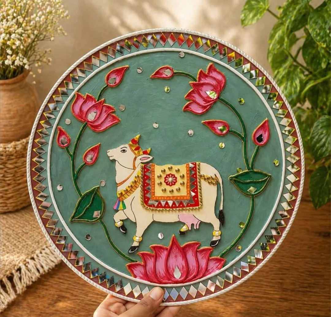 Nandi With Lotus Lippan Art