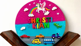 Colorful Customized Transportation Themed Name Board