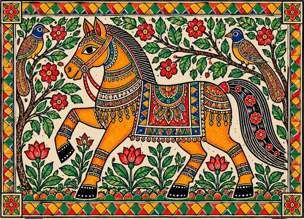 Horse Madhubani Painting