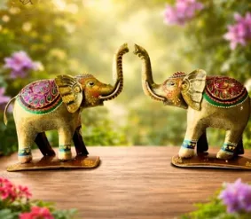 Handpainted Iron Elephant Showpiece(SA007)