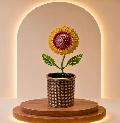 Rajasthani Handcrafted Metal Sunflower Pen Stand(SA005)